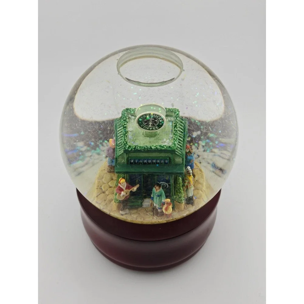 VTG Starbucks Snow Globe Music Box Pike Place First Store 1999 Christmas Limited